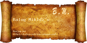 Balog Miklós névjegykártya