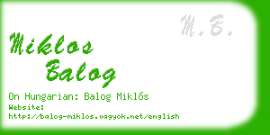 miklos balog business card